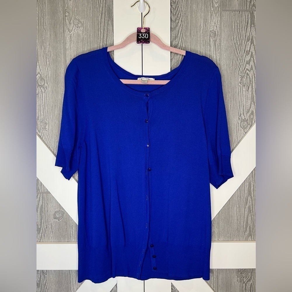 330 DRESSBARN Lightweight Button Down Cardigan sweater Royal Blue 2X